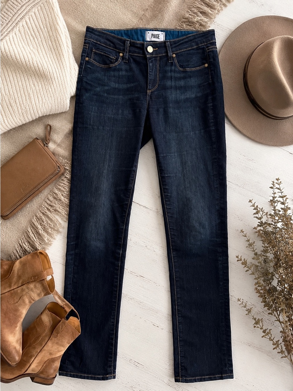 PAIGE Skyline Skinny Jeans Size 27 Dark Wash Mid Rise Stretch Denim